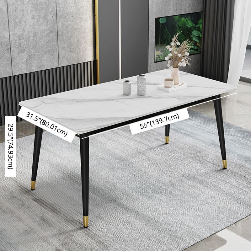 Minimalist Style Sintered Stone Dining Set with Traditional Height Table and 4 Black Legs Base Clearhalo 'Dining Room Sets' 'Dining Tables & Seating' 'dining_room_set' 'furn' 'furn_dining_room_set' 'Furniture' 'furniture_dining_room_set' 'Kitchen & Dining Furniture' 'kitchen&dining_furn' 'kitchen' 1200x1200_488fa324-8b20-47f3-a880-9025a58b38ab