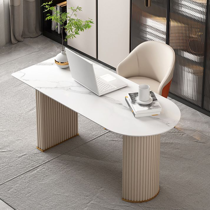 Glam Home Writing Desk Stone 23.6 "Brede kantoorbureau met benen