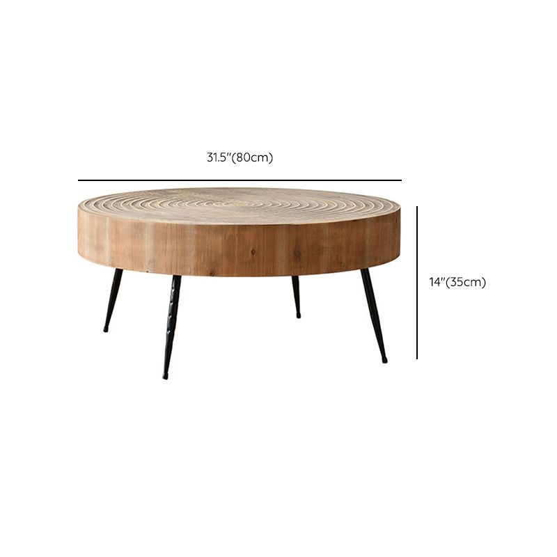Iron 4 Legs Cocktail Table Scandinavian Round Wooden Coffee Table for Home Clearhalo 'Coffee & Accent Tables' 'Coffee Tables' 'coffee_tables' 'furn' 'furn_coffee_tables' 'Furniture' 'Living Room Furniture' 1200x1200_4896a869-063f-42d7-9db7-afa8895870f7