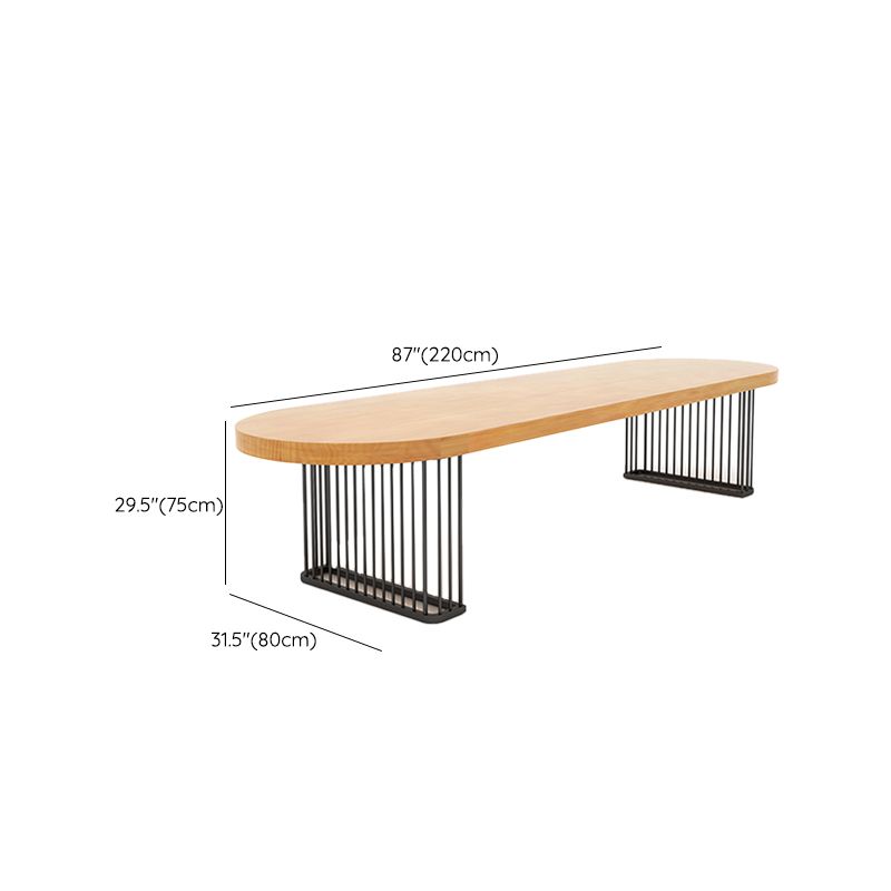 Pine Distano da scrittura contemporanea ovale marrone in legno massiccio