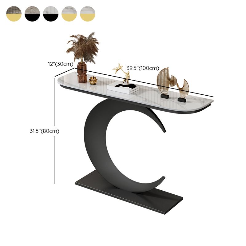 31.5-inch Tall Stone Console Table Stain Resistant Accent Table with Shelf Clearhalo 'Console Tables' 'console_tables' 'Entry & Mudroom Furniture' 'furn' 'furn_console_tables' 'Furniture' 1200x1200_4897ace4-673c-4e9c-9ce0-ec38a246c97f
