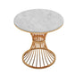 Table à manger ronde à base dorée, Table glamour en Faux marbre pour la maison