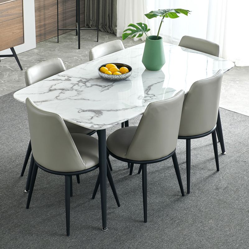 Rectangle Industrial Dining Table Fixed Table with Marble for Dining Room Clearhalo 'Dining Tables & Seating' 'Dining Tables' 'dining_table' 'furn' 'furn_dining_table' 'Furniture' 'furniture_dining_table' 'Kitchen & Dining Furniture' 'kitchen' 'kitchen_dining_table' 1200x1200_48995d25-824a-4ffc-bc0b-b12322fae473