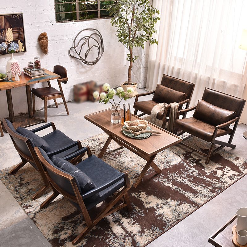 25.59" L x 29.52" W x 28.34" H Faux Leather Square Arms Lounge Chair with Pillow Back Clearhalo 'Accent Chairs' 'accent_chairs' 'Chairs & Seating' 'furn' 'furn_accent_chairs' 'Furniture' 'furniture_accent_chairs' 'Living Room Furniture' 1200x1200_489ca3d2-9264-4ff4-a9d1-50b78411c035