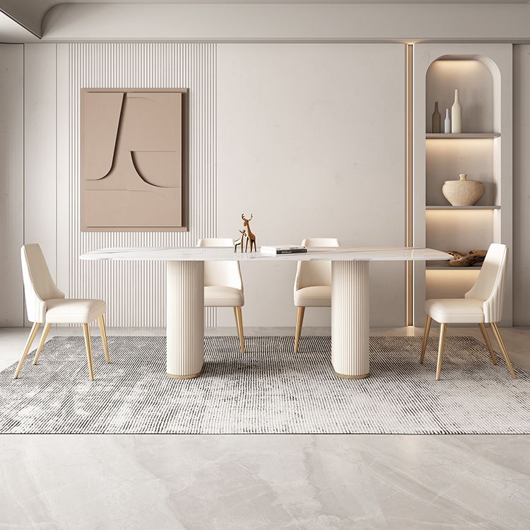 Nordic 1/4/5/7 Pieces Dining Set Rectangle Stone Table and White Chairs Dining Set Clearhalo 'Dining Room Sets' 'Dining Tables & Seating' 'dining_room_set' 'furn' 'furn_dining_room_set' 'Furniture' 'furniture_dining_room_set' 'Kitchen & Dining Furniture' 'kitchen&dining_furn' 'kitchen' 1200x1200_489d2831-f503-429f-9c25-621396562ece