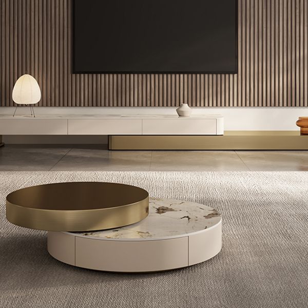 Glam No Distressing Slate Pedestal Coffee Or End Table with Drawer Clearhalo 'Coffee & Accent Tables' 'Coffee Tables' 'coffee_tables' 'furn' 'furn_coffee_tables' 'Furniture' 'Living Room Furniture' 1200x1200_489dedd3-0d09-428f-82d8-5d5f914193b7