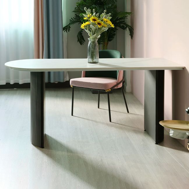 Irregular Sintered Stone Dining Table Modern Island Table with Double Pedestal for Restaurant Clearhalo ' dining_table' 'Dining Tables & Seating' 'Dining Tables' 'furn' 'furn_dining_table' 'Furniture' 'furniture_dining_table' 'Kitchen & Dining Furniture' 'kitchen&dining_furn' 'kitchen' 'kitchen_dining_table' 1200x1200_489f349c-d22e-45d7-856e-3a8838c18195