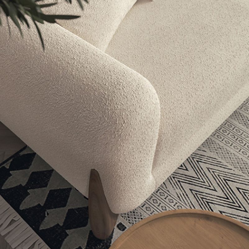 Sofá de lana blanco contemporáneo, cojines de brazo de esmoquin, sofá con almohadas