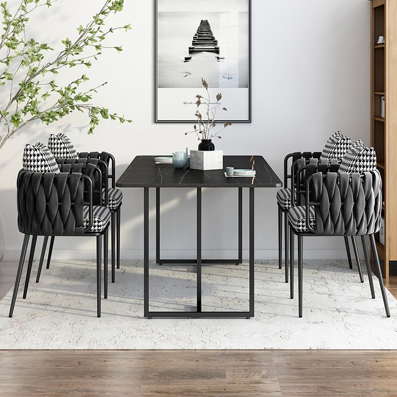 Industrial Black Table for Restaurant Rectangle Dining Table with Double Pedestal Clearhalo 'Dining Tables & Seating' 'Dining Tables' 'dining_table' 'furn' 'furn_dining_table' 'Furniture' 'furniture_dining_table' 'Kitchen & Dining Furniture' 'kitchen' 'kitchen_dining_table' 1200x1200_48a05cc4-3979-4840-883b-311e05358288