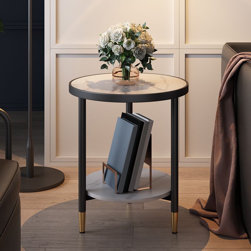 3 benen leisteen bijzettafel rondom minimalistische dubbele laag eindtafel