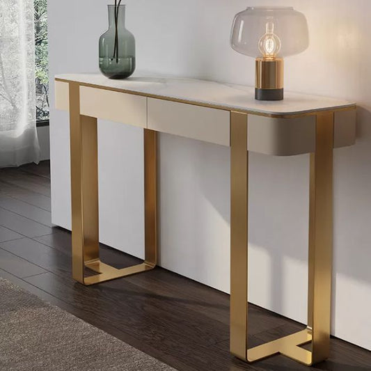 Stone Half Moon Accent Table Modern 33.46 "Table de consola de alto para Hall