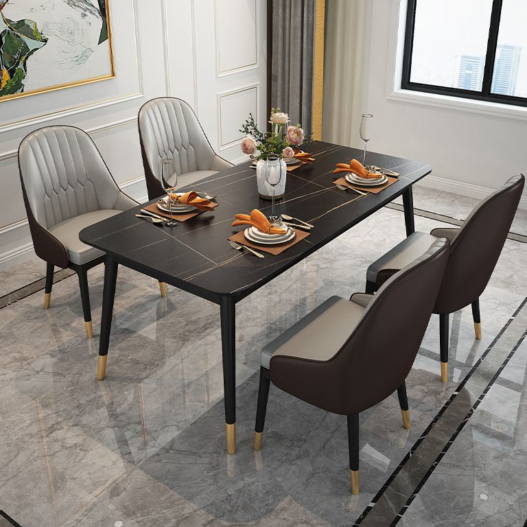 Stone Top Dining Table Contemporary Rectangle Table with 4 Black Legs Clearhalo 'Dining Tables & Seating' 'Dining Tables' 'dining_table' 'furn' 'furn_dining_table' 'Furniture' 'furniture_dining_table' 'Kitchen & Dining Furniture' 'kitchen' 'kitchen_dining_table' 1200x1200_48a3d9cd-1cb2-4a0e-b248-339dc72dc2ac