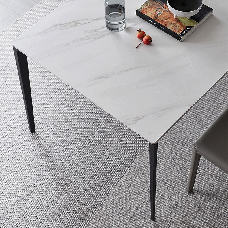 Simple Kitchen Rectangle Shape Dining Table Sintered Stone Top Dining Table with 4 Legs Base Clearhalo ' dining_table' 'Dining Tables & Seating' 'Dining Tables' 'furn' 'furn_dining_table' 'Furniture' 'furniture_dining_table' 'Kitchen & Dining Furniture' 'kitchen&dining_furn' 'kitchen' 'kitchen_dining_table' 1200x1200_48a3f1a8-3053-4f2b-a227-6c863df9c46a