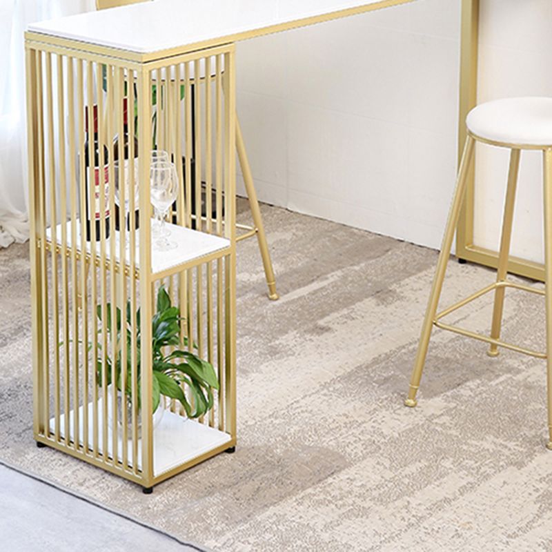 Faux Marble Rectangle Bistro Set Glam Style 1/3 Pieces Bar Height Bar Set