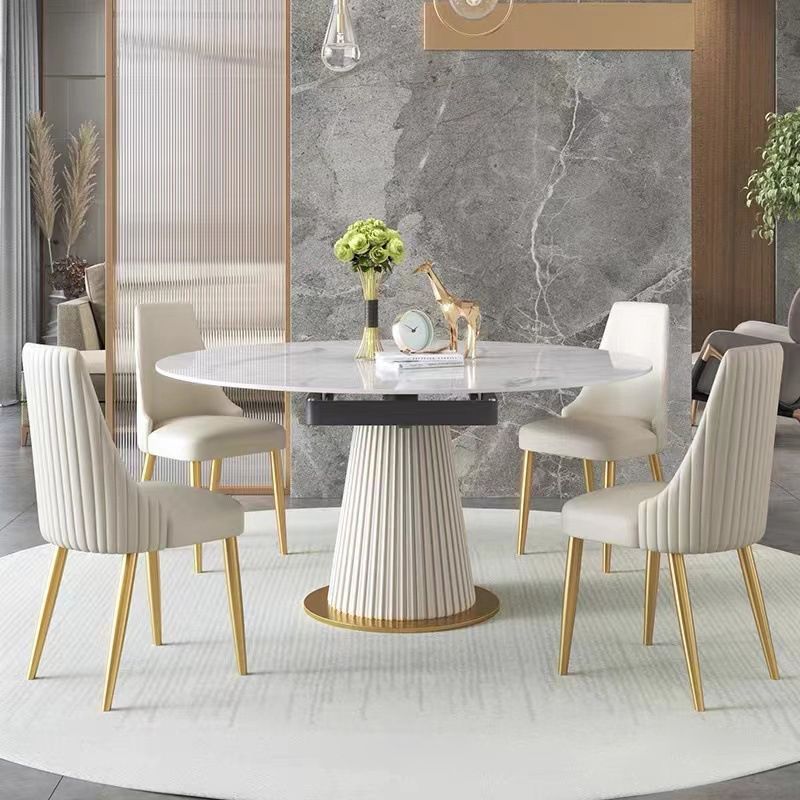 Scandinavian Round Dining Table Furniture 1/4/5/6/7 Pieces Leather Dining Room Chair Set Clearhalo 'Dining Room Sets' 'Dining Tables & Seating' 'dining_room_set' 'furn' 'furn_dining_room_set' 'Furniture' 'Kitchen & Dining Furniture' 1200x1200_48a57060-6b1d-45a4-92eb-cbfa2595e51d