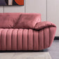 Scandinavian Leather Pillow Top Arm Sofa in Pink For Living Room