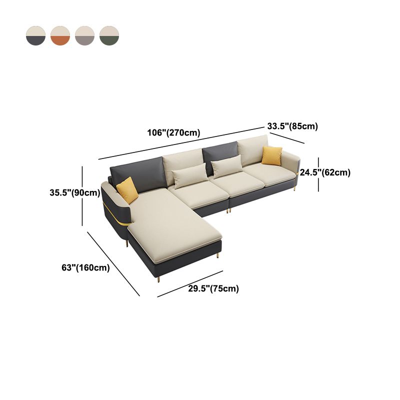 Contemporary 4-Seater Sectional with Square Arms for Living Room Clearhalo 'furn' 'furn_sectionals' 'Furniture' 'Living Room Furniture' 'Sectionals' 1200x1200_48a703c2-a2ec-43ca-bb7b-b17190870be5