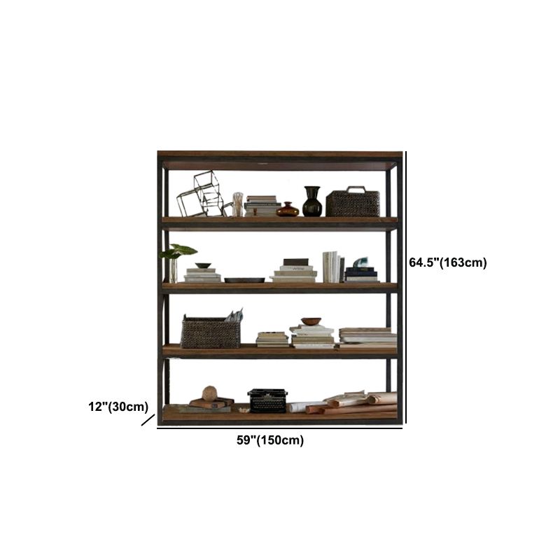 Libreria per mensole a casa aperta in metallo e legno contemporaneo con scaffali