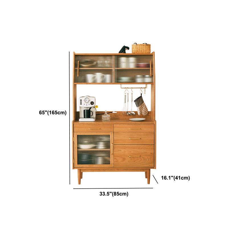 16.1"W Cherry Wood Sideboard Cabinet 4-drawer Natural Side Board with Sliding Door Clearhalo 'buffet_sideboard' 'Buffets & Sideboards' 'furn' 'furn_buffet_sideboard' 'Furniture' 'Kitchen & Dining Furniture' 1200x1200_48a8a725-f396-434b-a1d0-ee9dcfaf0b94