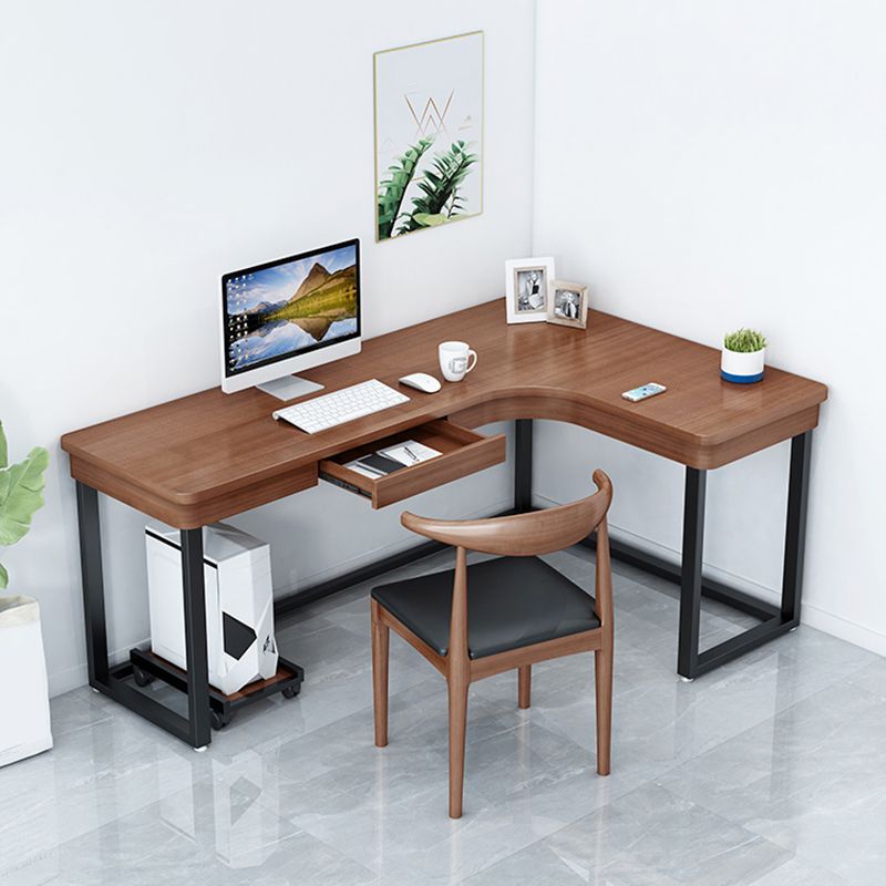 L-Form Solid Pine Writing Table Industrial Home Working Table