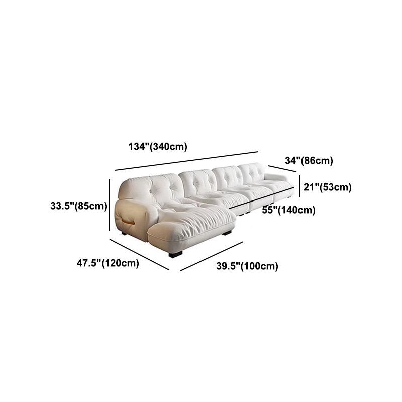White Sofa with Built-in Armrest and Tufted Back Leather/techno Fabric Sectional Clearhalo 'furn' 'furn_sectionals' 'Furniture' 'Living Room Furniture' 'Sectionals' 1200x1200_48aab0ea-1f47-427a-a7a6-d0770e63365f