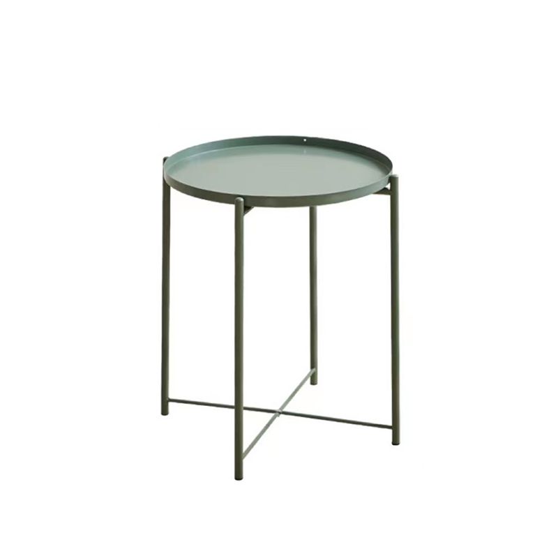 Mid-Century Round Tray Top Side Table Metal Cross Legs End Table Clearhalo 'Coffee & Accent Tables' 'End & Side Tables' 'end_side_tables' 'furn' 'furn_end_side_tables' 'Furniture' 'Living Room Furniture' 1200x1200_48ab08c8-0cc6-4e90-b848-0f7c2f95954a