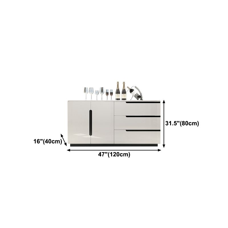 Modern MDF 31.5"H Sideboard Buffet Drawer and 2-Door Living Room Server in White Clearhalo 'buffet_sideboard' 'Buffets & Sideboards' 'furn' 'furn_buffet_sideboard' 'Furniture' 'Kitchen & Dining Furniture' 1200x1200_48acf9b7-a959-4e5e-b9a1-2df40162b03a