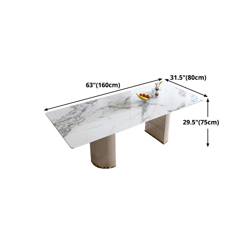 Luxury White Tone Dining Table Sintered Stone Table with Double Pedestal Clearhalo ' dining_table' 'Dining Tables & Seating' 'Dining Tables' 'furn' 'furn_dining_table' 'Furniture' 'furniture_dining_table' 'Kitchen & Dining Furniture' 'kitchen&dining_furn' 'kitchen' 'kitchen_dining_table' 1200x1200_48ad1997-f9d6-4968-b8b4-65cb0a4d5f31