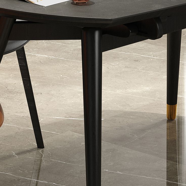 Round Extendable Dining Table Modern Stone Tabletop with Solid Wood Legs Clearhalo 'Dining Tables & Seating' 'Dining Tables' 'dining_table' 'furn' 'furn_dining_table' 'Furniture' 'Kitchen & Dining Furniture' 1200x1200_48adf1fe-38eb-49ac-9ecb-201abfcebb15
