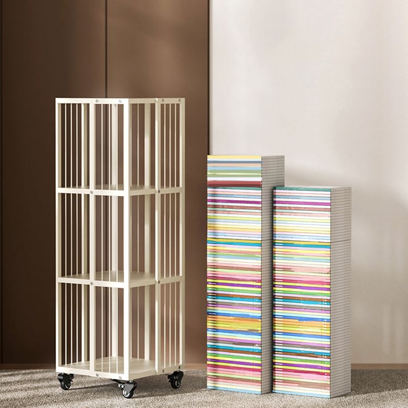 13.8" Wide Book Shelf Beige Stackable Bookcase Closed Back Vertical