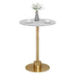Table de bar avec base en métal Glam et plateau en pierre blanche, table de pub fixe pour patio