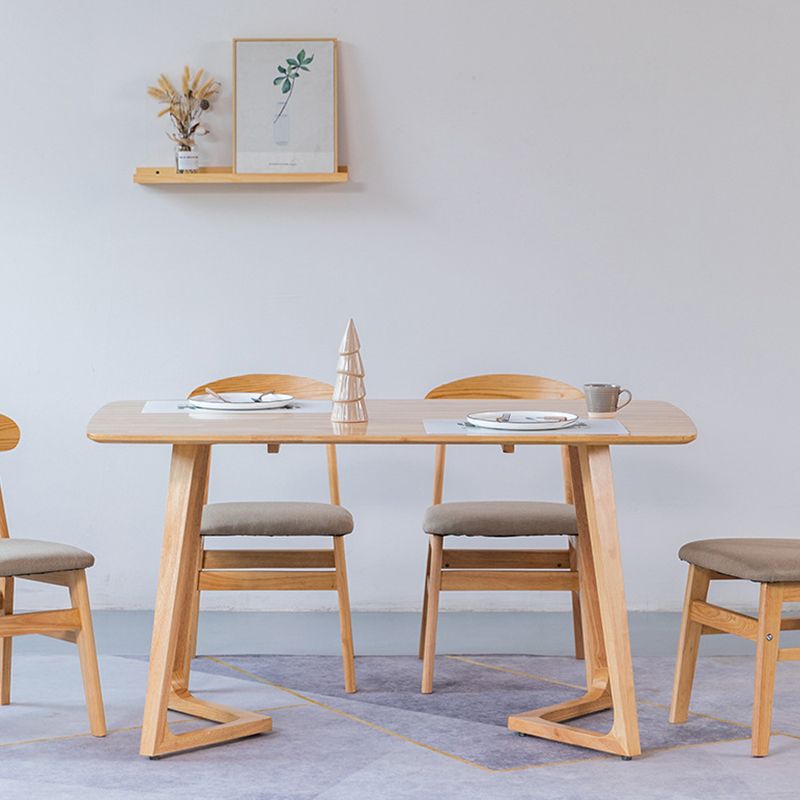 Contemporary Rectangle Dining Table Rubberwood Solid Wood Table with Double Pedestal Clearhalo ' dining_table' 'Dining Tables & Seating' 'Dining Tables' 'furn' 'furn_dining_table' 'Furniture' 'furniture_dining_table' 'Kitchen & Dining Furniture' 'kitchen&dining_furn' 'kitchen' 'kitchen_dining_table' 1200x1200_48afaed8-2465-4fa0-970e-3e52dcce2098
