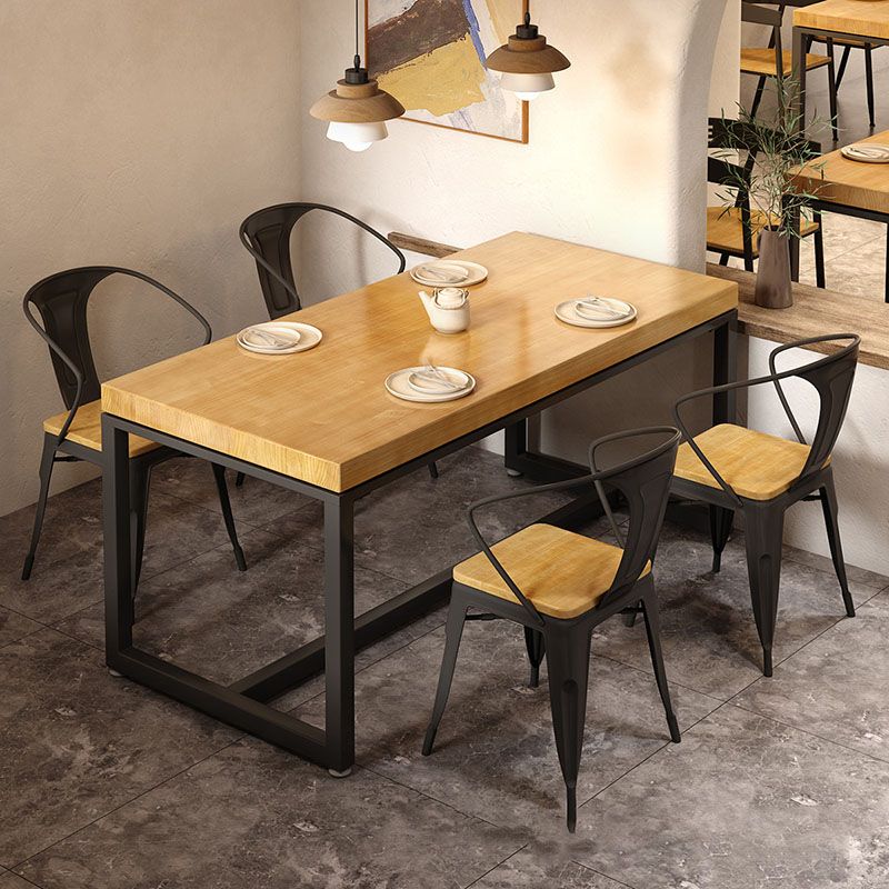 Pine Wood Top Dining Table Industrial Rectangle Table with Trestle Base Clearhalo 'Dining Tables & Seating' 'Dining Tables' 'dining_table' 'furn' 'furn_dining_table' 'Furniture' 'Kitchen & Dining Furniture' 1200x1200_48b348d6-498c-4a55-819c-ba04cb2d4e61