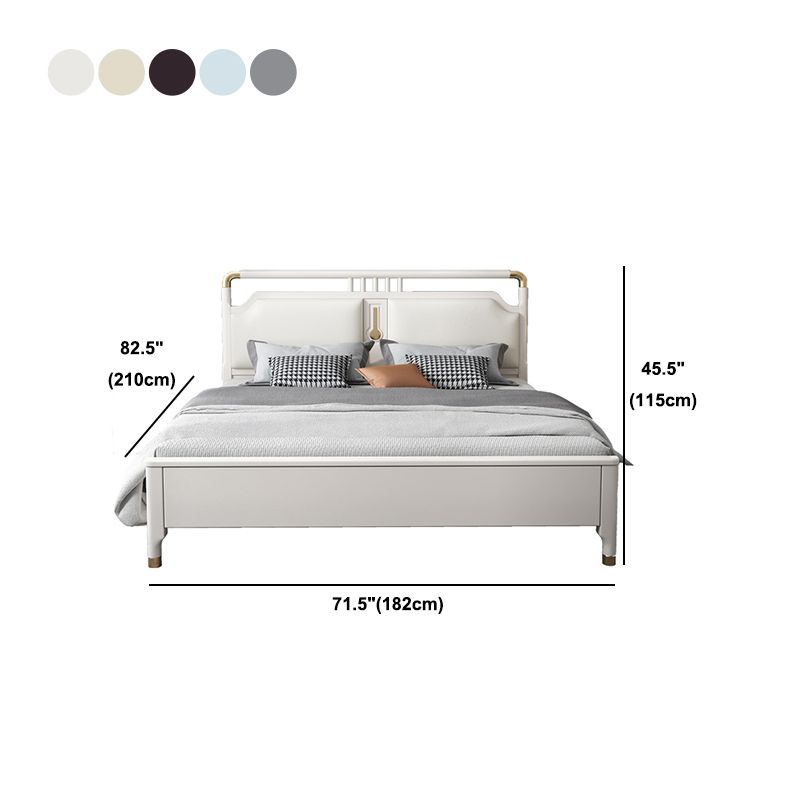 Glam Rubberwood Open-Frame Bed 45.28-Inch H White Bed Frame with Headboard Clearhalo 'Bedroom Furniture' 'Beds' 'furn' 'furn_beds' 'Furniture' 1200x1200_48b43f6d-a16b-4ca6-a844-039790a9666d