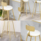 Taburete de bar Glam sin brazos, base de metal dorado, taburete de comedor con reposapiés