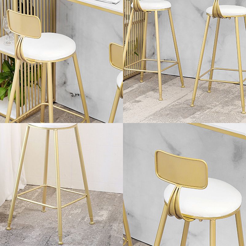Taburete de bar Glam sin brazos, base de metal dorado, taburete de comedor con reposapiés