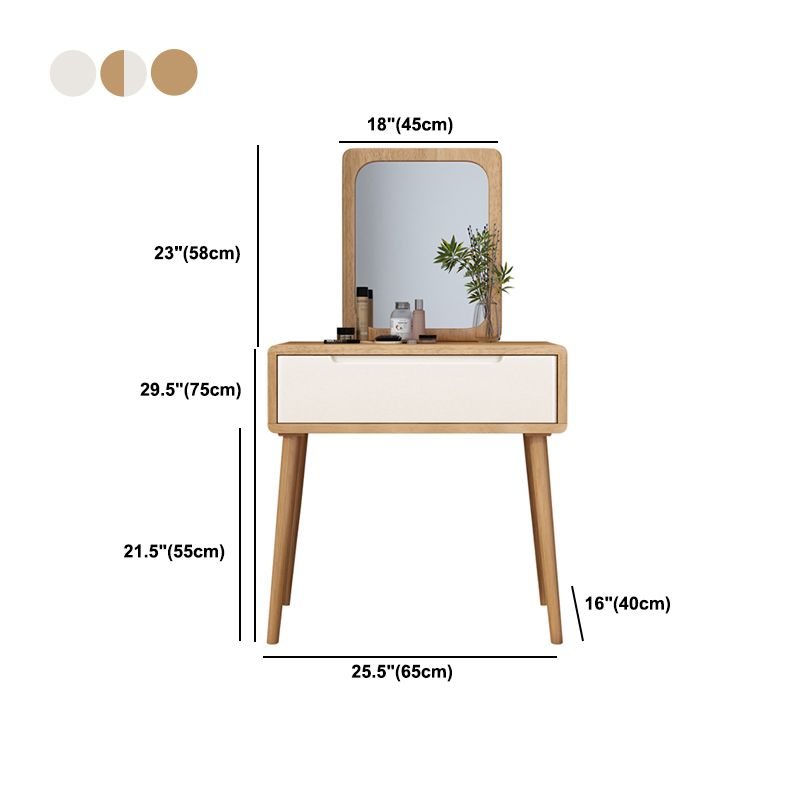 Table de bureau de vanité de maquillage scandinave en blanc et brun pour la chambre