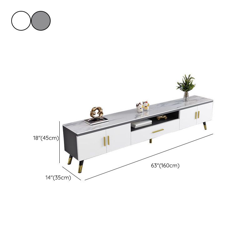 Glass TV Stand Console Open Storage TV Media Stand with Drawer Clearhalo 'furn' 'furn_tv_stands_entertainment_centers' 'Furniture' 'Living Room Furniture' 'TV Stands & Entertainment Centers' 'TV Stands & Media Storage Furniture' 'tv_stands_entertainment_centers' 1200x1200_48b64b3a-d623-4c61-937f-61403b74147b