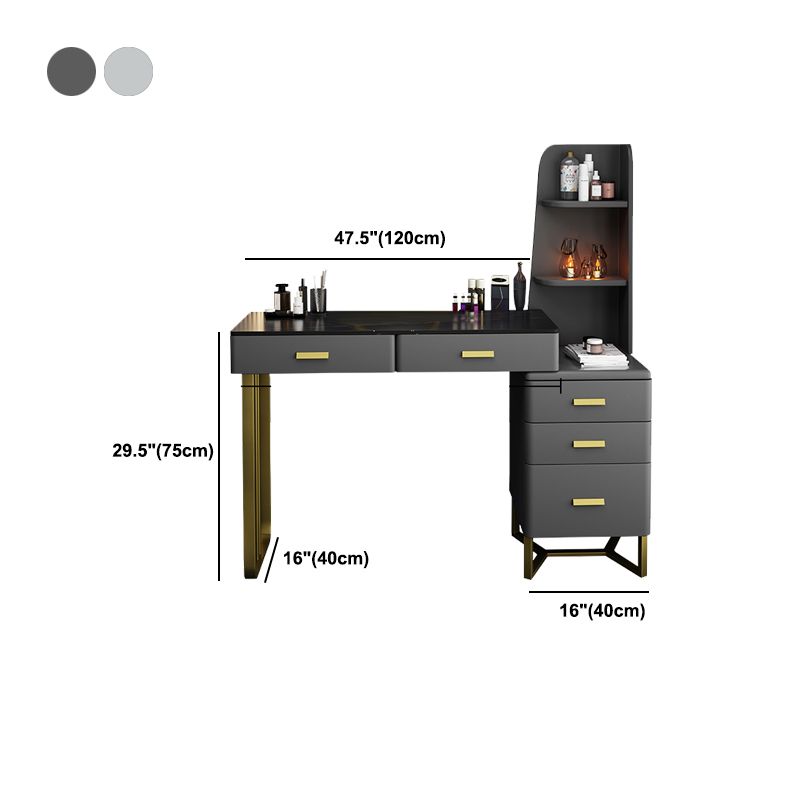 5 Holzschubladen Eitelkeitssatz mit Stuhl im grauen Steinverkederstisch