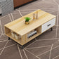 1 table basse à 4 pieds incluse, table de cocktail moderne en bois avec tiroir