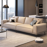 Contemporary Genuine Leather Pillows Square Arm Living Room Seating