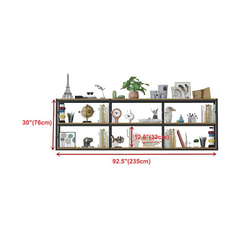Industrial Wall Unit Bookshelf Black Steel Frame Natural Manufactured Wood Shelf Bookshelf Clearhalo 'Bookcases' 'Furniture' 'furniture_bookcases' 'kitchen' 'kitchen_bookcases' 'Living Room Furniture' 'Office Furniture' 1200x1200_48baab88-3128-4eea-9d85-a98a4c33b3be