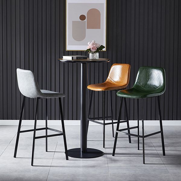 Modern Armless Backrest Counter Stool Iron Household Bar Stool with Leather Cushion Clearhalo 'Bar Furniture' 'Bar Stools' 'bar_stools' 'furn' 'furn_bar_stools' 'furniture_bar_stools' 'Kitchen & Dining Furniture' 'kitchen&dining_furn' 'kitchen' 'kitchen_furn' Furniture' 1200x1200_48bac10c-ced3-43ab-9e56-734017ca96b2