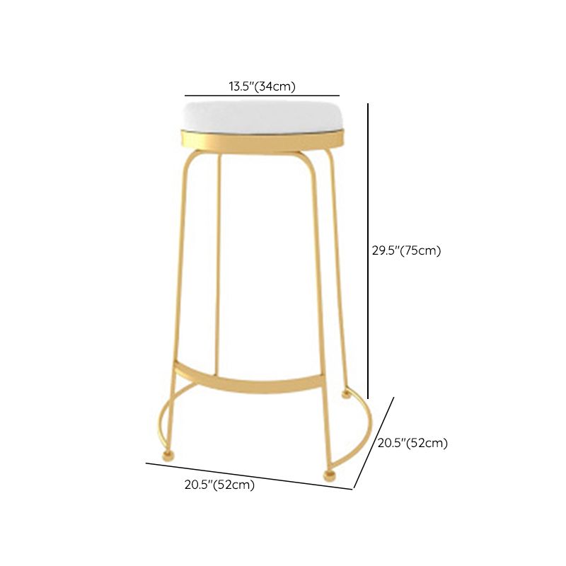 Glam Style Counter Stool Upholstered Bar Stool with Metal Base
