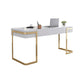 Escritorio con 1 cajón, escritorio de oficina rectangular Glam, madera artificial
