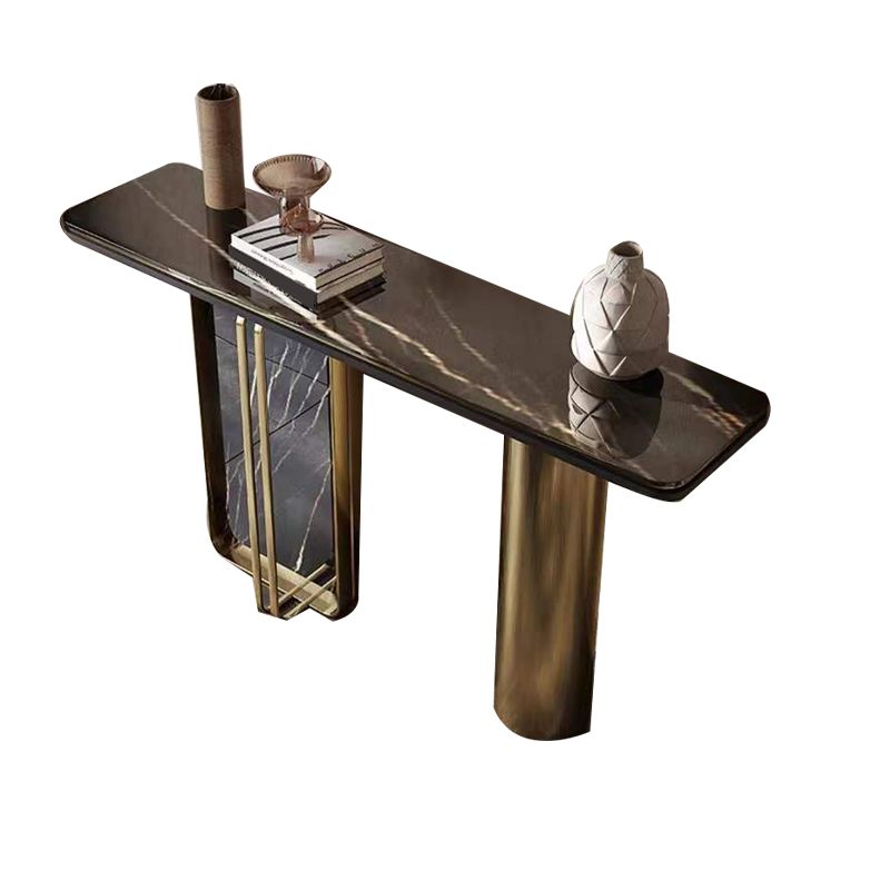 Glam Iron Console Accent Table Scratch Resistant with 2 Legs for Hall