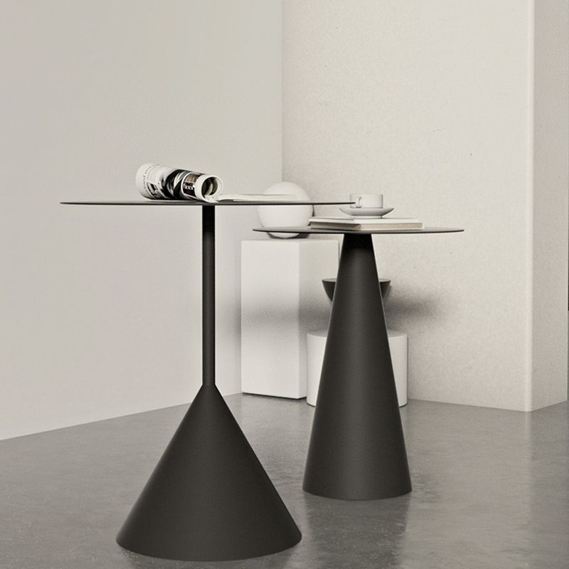 Mesa de metal redonda moderna de mediados de siglo con mesa de café de la base de pedestal