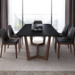 Matte Black Top Dinette Table with Wooden Frame Modern Indoor Dining Table