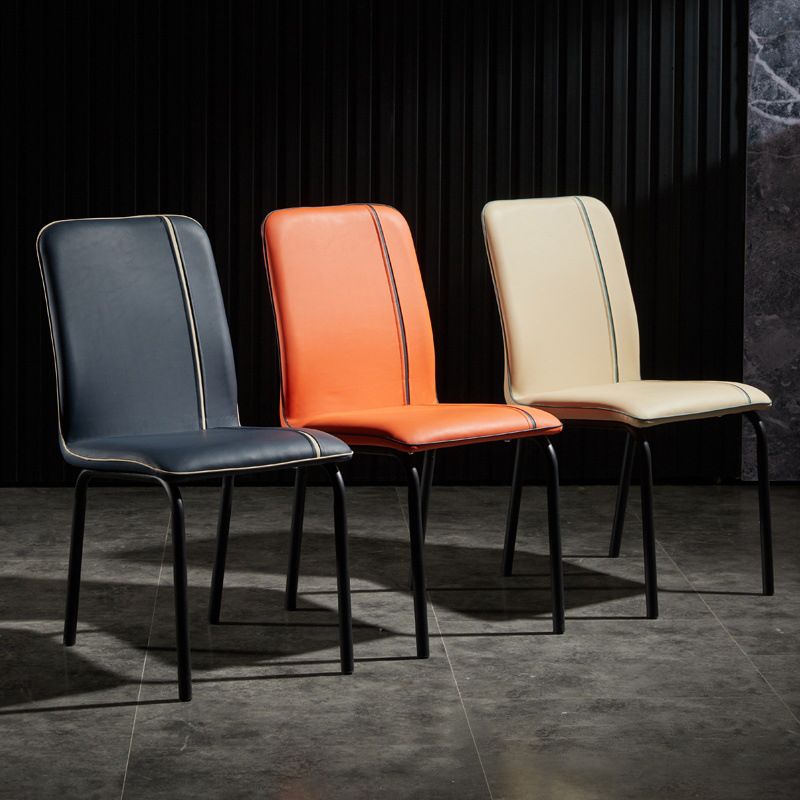 Modern Upholstered Side Dining Chairs Leather Solid Back Armless Chairs Clearhalo ' kitchen&dining_furn' 'Dining Chairs' 'Dining Tables & Seating' 'dining_chair' 'Furniture' 'furniture_dining_chair' 'Kitchen & Dining Furniture' 'kitchen' 1200x1200_48bedeca-d9f5-4f7c-ae75-8bc4ebf94376