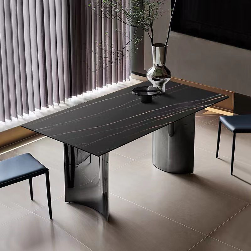 Industrial Dinner Table Stone Rectangle Dining Site Table for Home Clearhalo 'Dining Tables & Seating' 'Dining Tables' 'dining_table' 'furn' 'furn_dining_table' 'Furniture' 'Kitchen & Dining Furniture' 1200x1200_48c01236-1f63-4ced-8997-39c8f8a6960a
